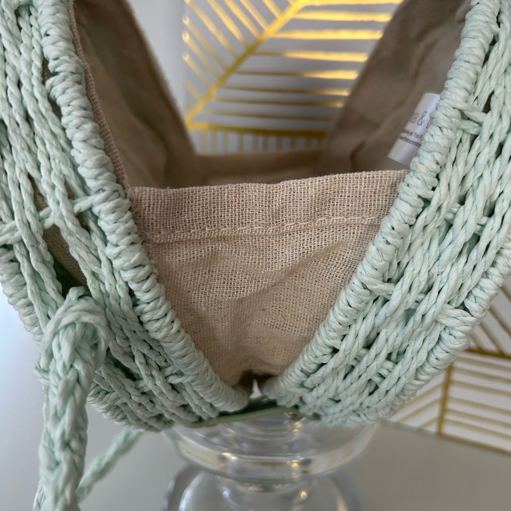 Mia & Tess NWT Mint Green Woven hard shell Round Purse - Picture 11 of 14